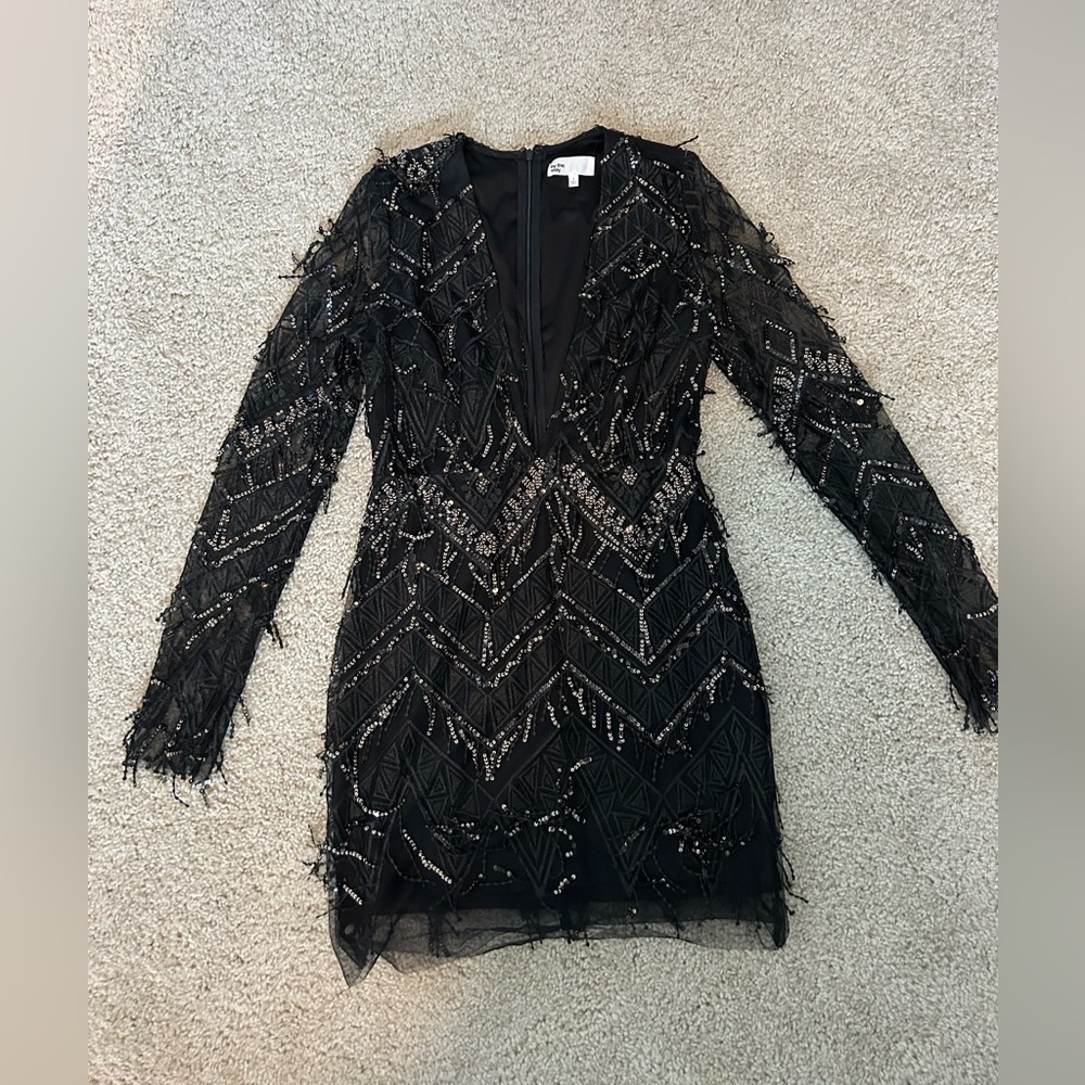 By The Way Black Sequin Mesh Dress